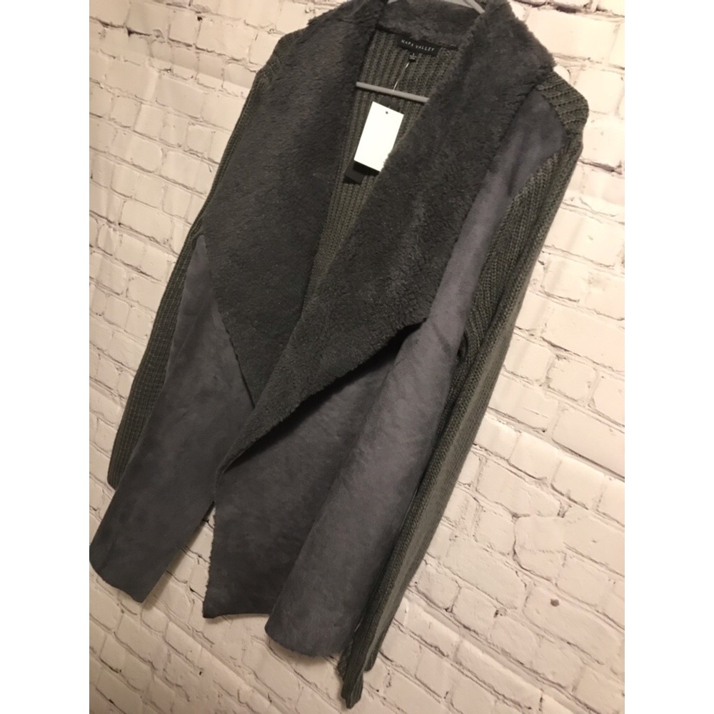Sherpa draped soft and fuzz knit open front jacket - Picture 7 of 7